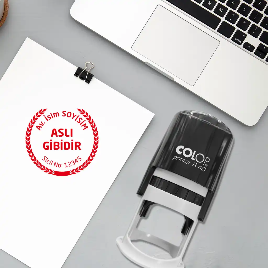 Avukat Aslı Gibidir Kaşesi (Yuvarlak) – Colop R40 Printer - Adana Kaşe